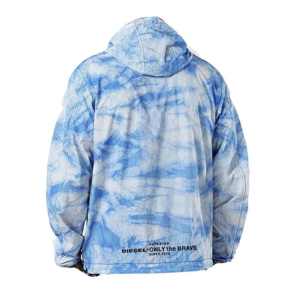 $248 Diesel Men’s J-Pinal Windbreaker Hooded Jacket In Aqua Blue Size S